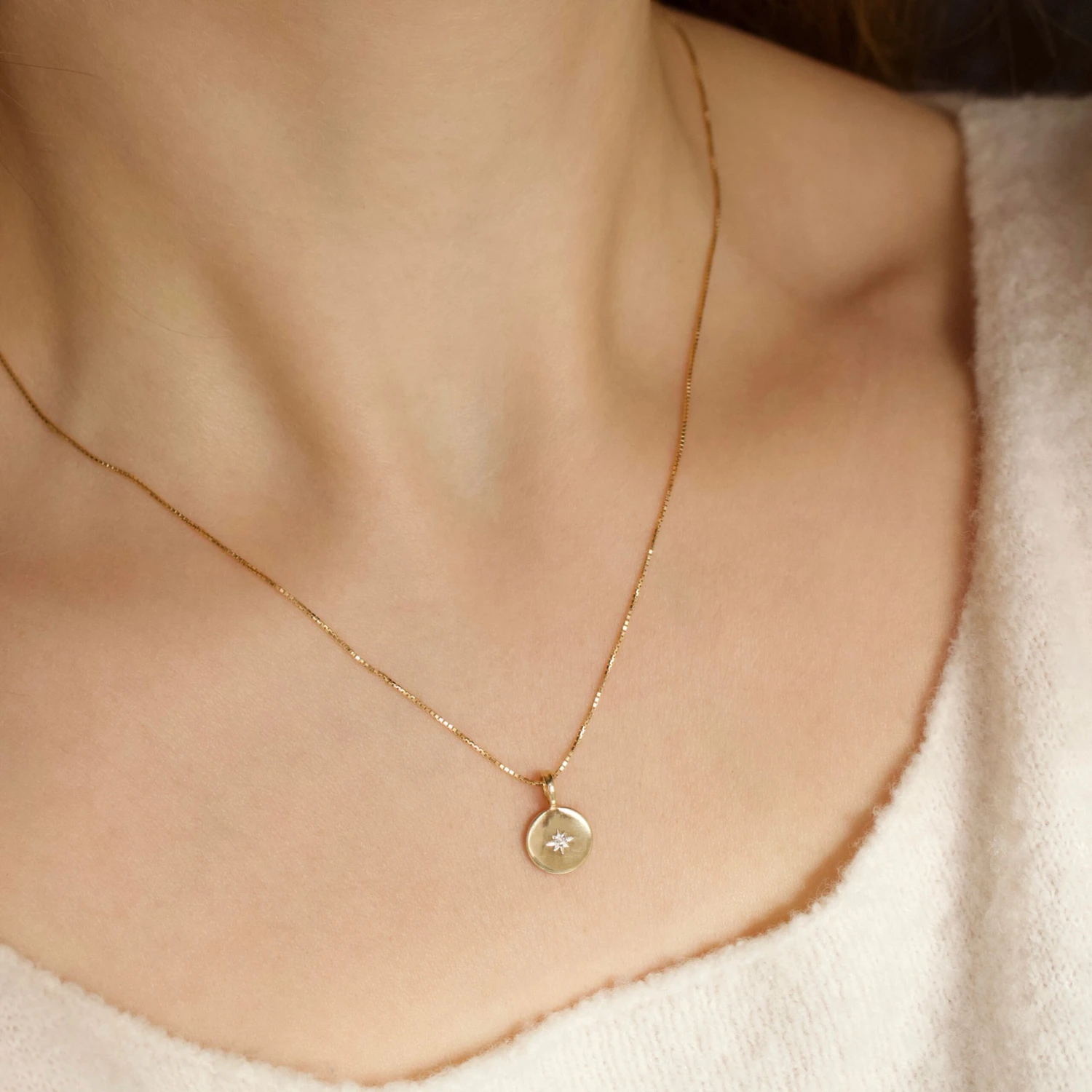 Star Set Diamond Engravable Coin Pendant 2 Star Set Diamond Engravable Coin Pendant - Image 2