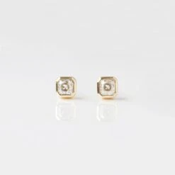 Moissanite Asscher Cut Bezel Set Stud Earrings