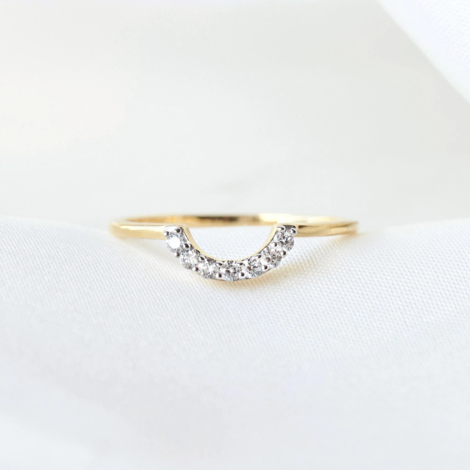Diamond U Shaped Hugging Ring - UK Size K 1 Diamond U Shaped Hugging Ring - UK Size K