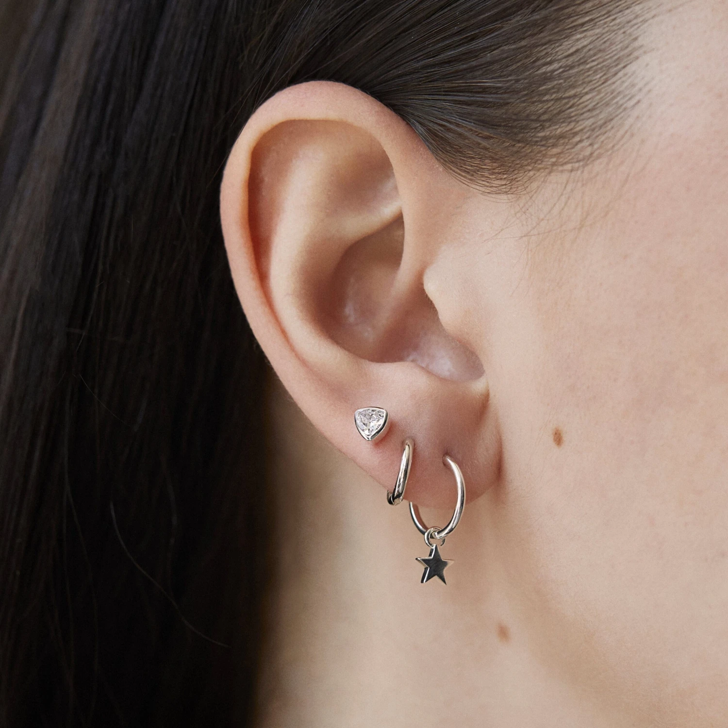 Moon & Star Charm Hoops 5 Moon & Star Charm Hoops - Image 5