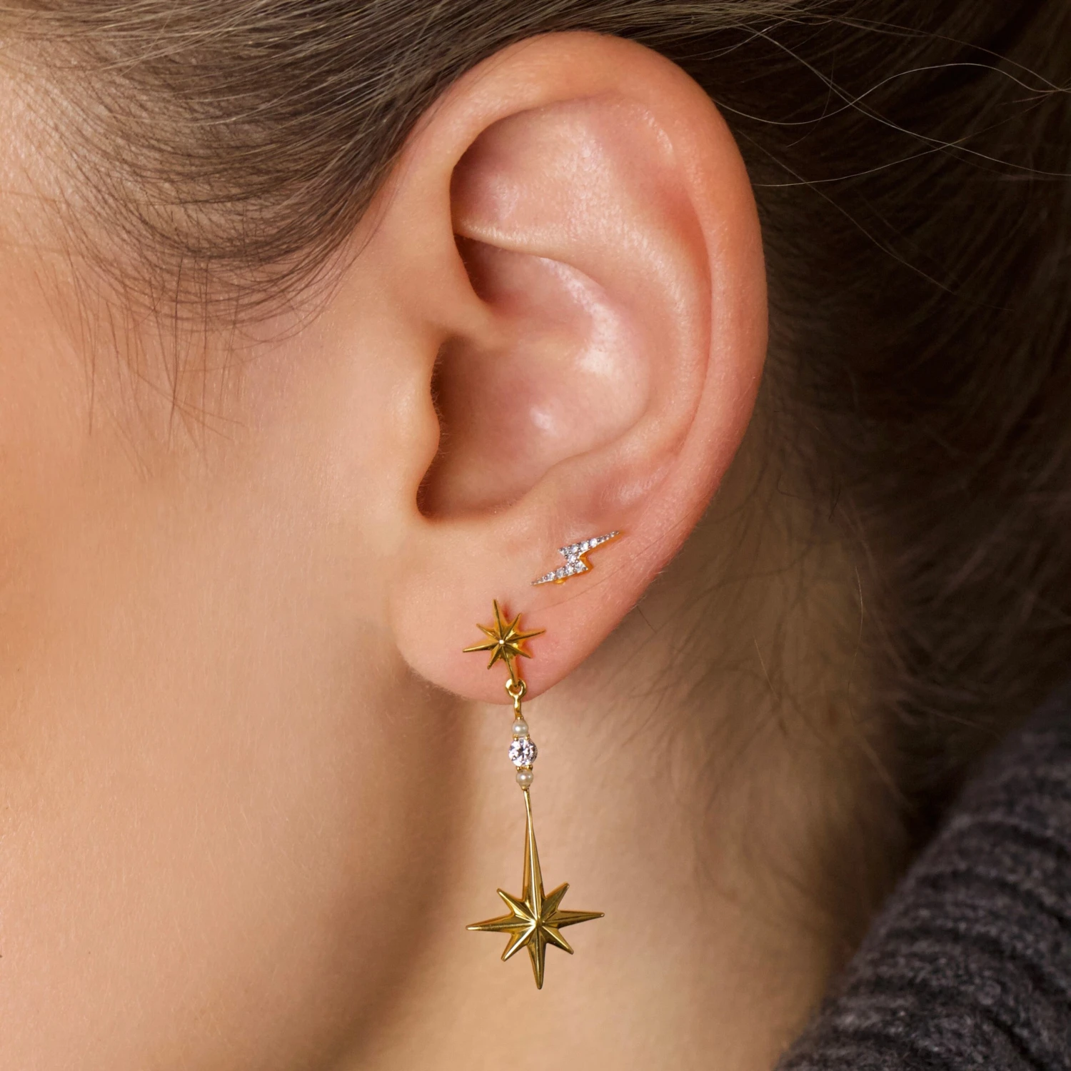 Lightning Bolt Diamond Stud Earrings 2 Lightning Bolt Diamond Stud Earrings - Image 2