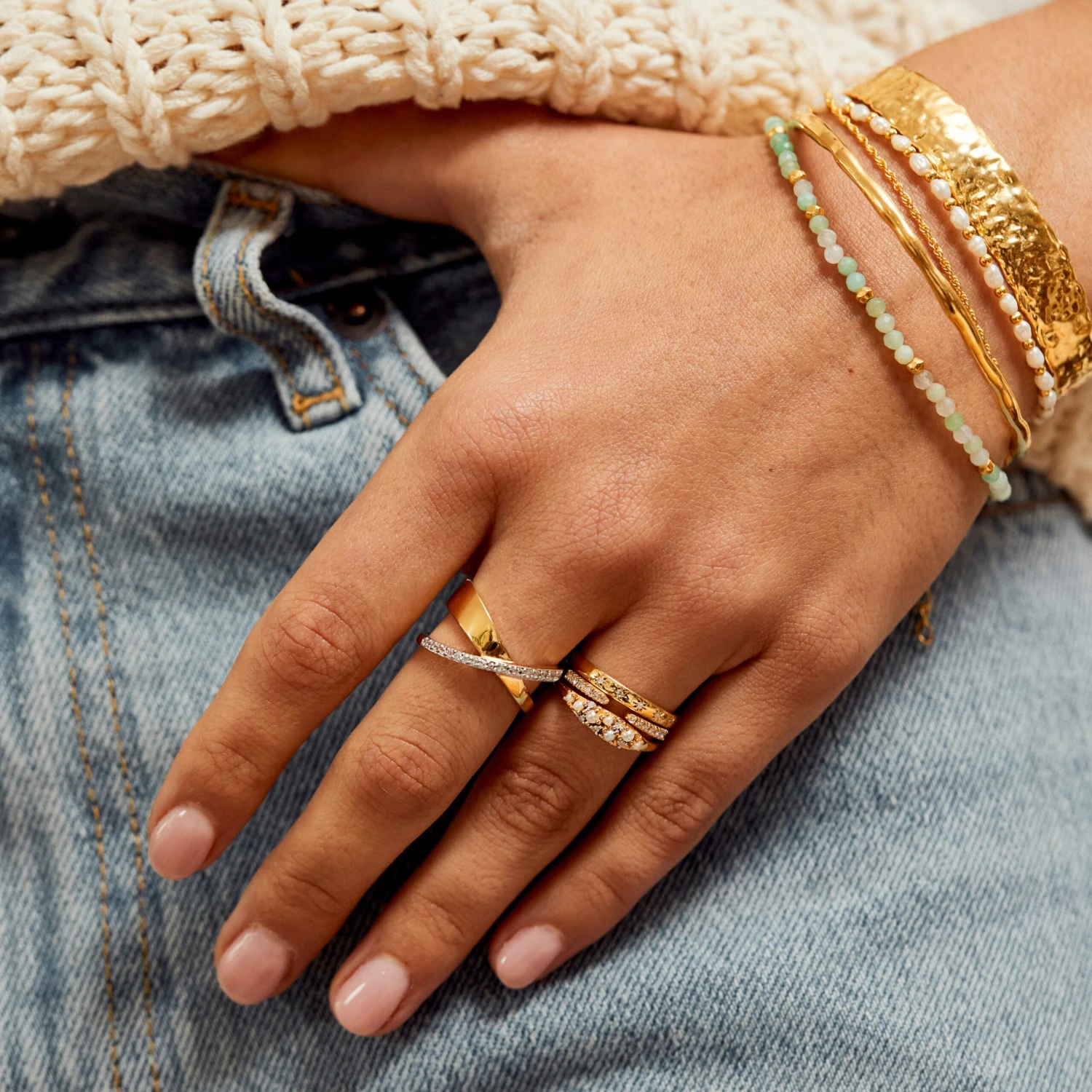 Rice Pearl Beaded Slider Bracelet 2 Rice Pearl Beaded Slider Bracelet - Image 2