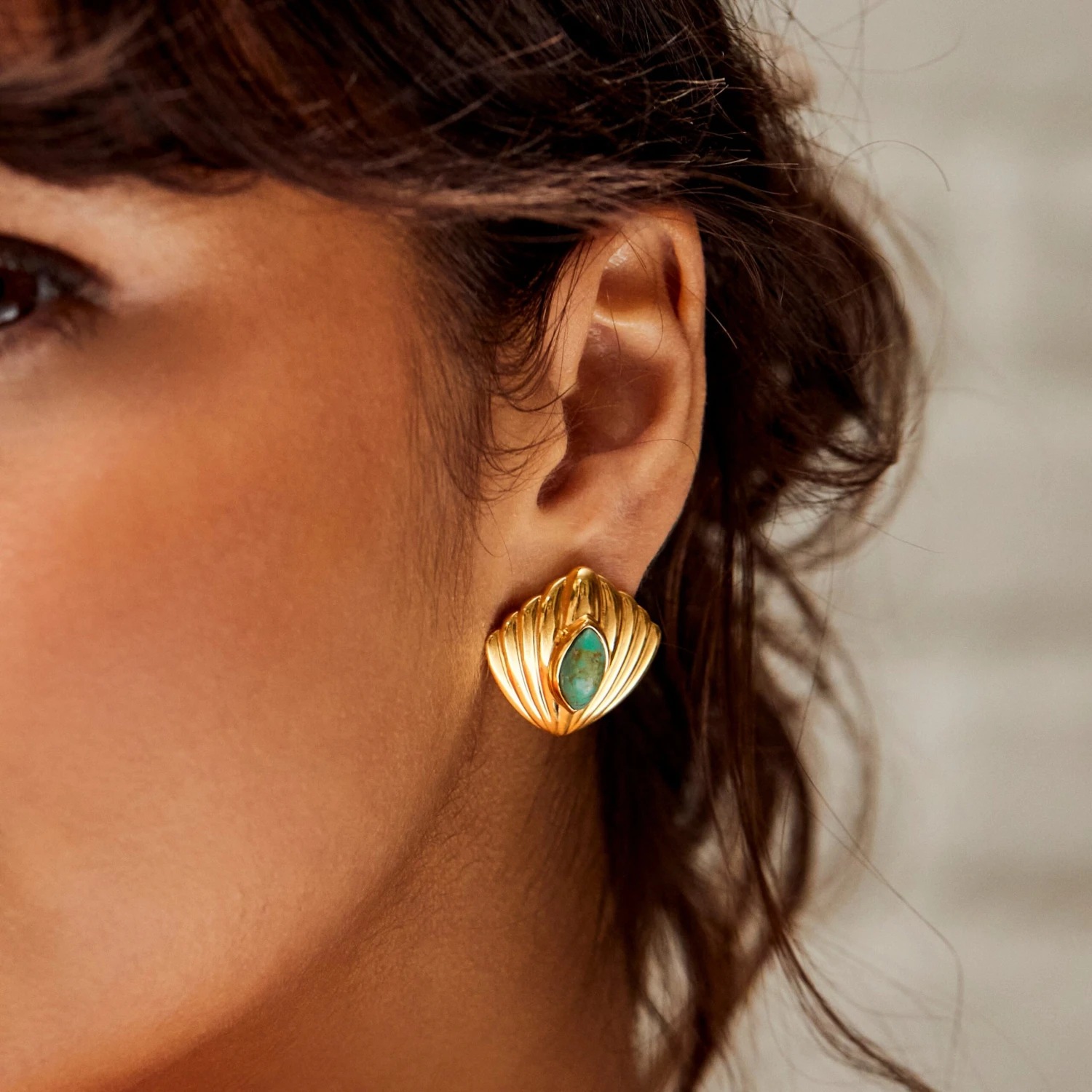 Turquoise Shell Stud Earrings 2 Turquoise Shell Stud Earrings - Image 2