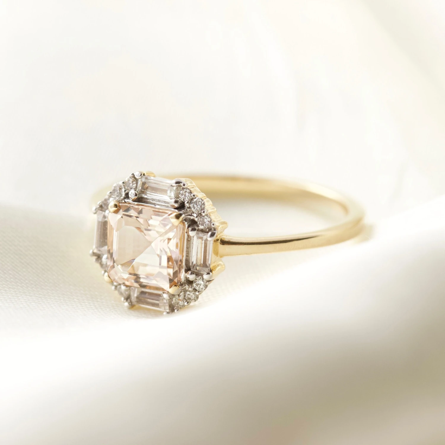 Ophelia Morganite, Sapphire And Diamond Ring 3 Ophelia Morganite, Sapphire And Diamond Ring - Image 3