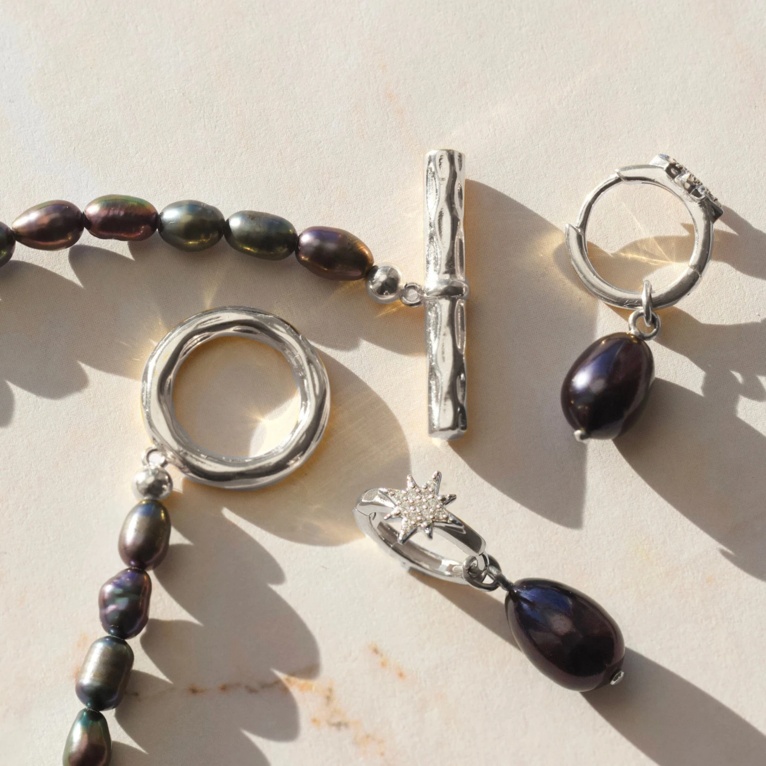 Black Pearl T-bar Necklace 5 Black Pearl T-bar Necklace - Image 5