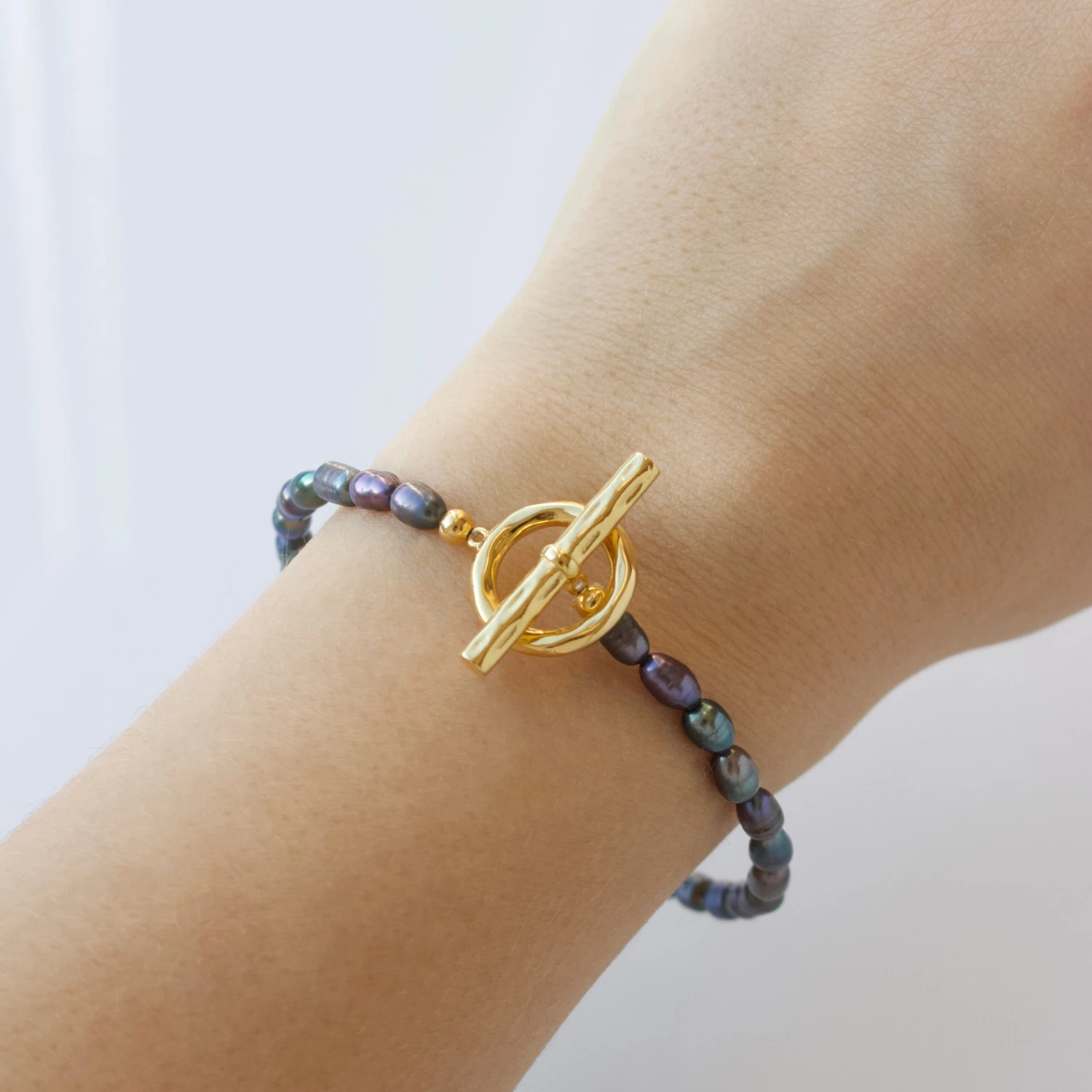 Black Pearl T-bar Bracelet 2 Black Pearl T-bar Bracelet - Image 2