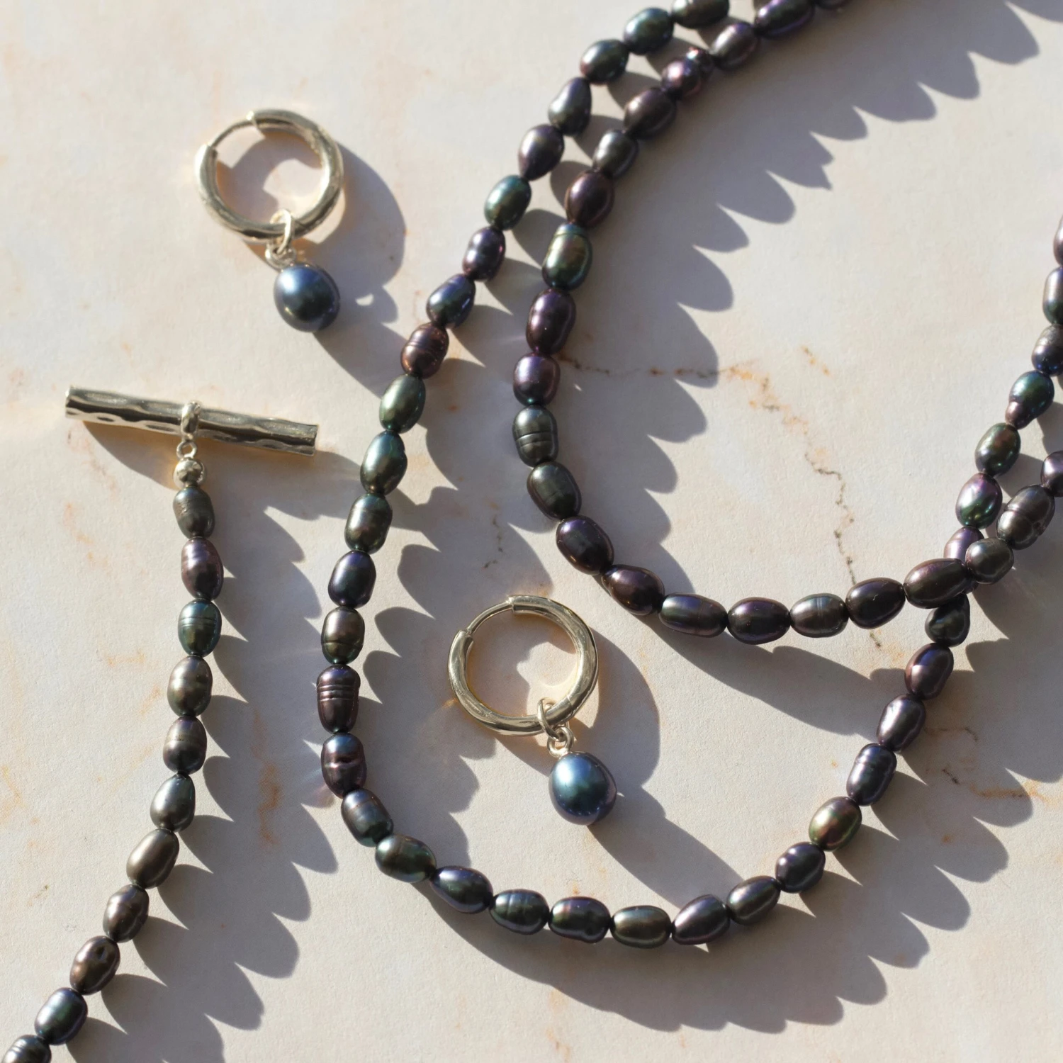 Black Pearl T-bar Necklace 8 Black Pearl T-bar Necklace - Image 8