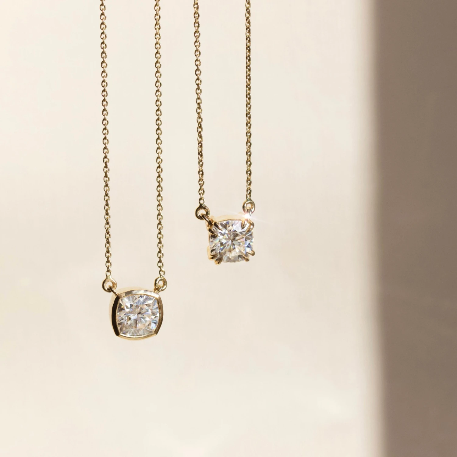 Moissanite Cushion Cut Prong Set Solitaire Necklace 3 Moissanite Cushion Cut Prong Set Solitaire Necklace - Image 3