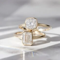Moissanite Octagon Emerald Cut Bezel Set Ring 10 Moissanite Octagon Emerald Cut Bezel Set Ring -Carrie Elizabeth 7E4D1BBA 7994 4FC5 B84A 53EF18CD7FE0 scaled