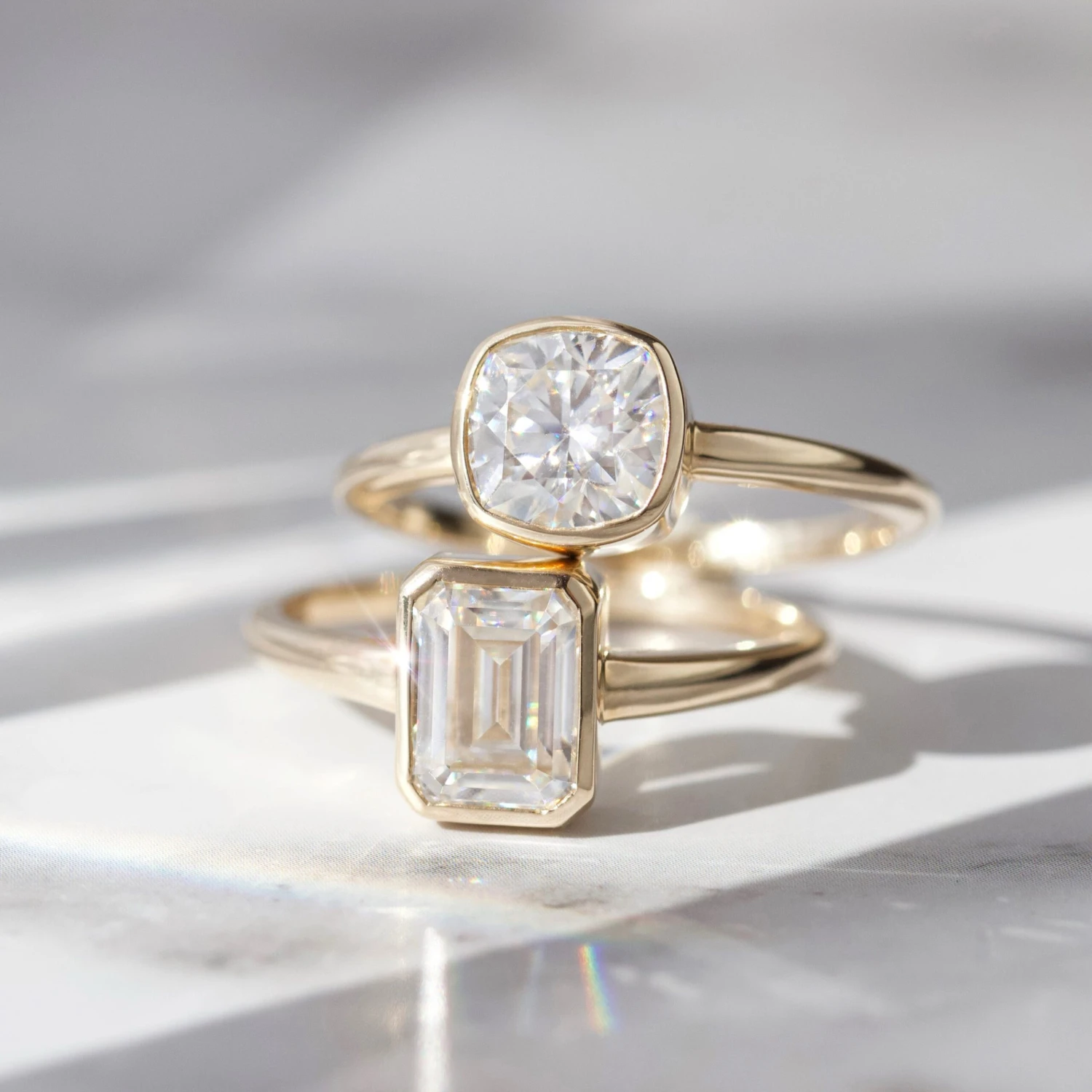 Moissanite Cushion Cut Bezel Set Ring 3 Moissanite Cushion Cut Bezel Set Ring - Image 3