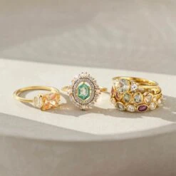 Garden Party Fern Green Topaz & Pearl Halo Vintage Ring -Carrie Elizabeth 8D07C9CB 5D8F 4B87 95AF 03C3845FAD32 scaled