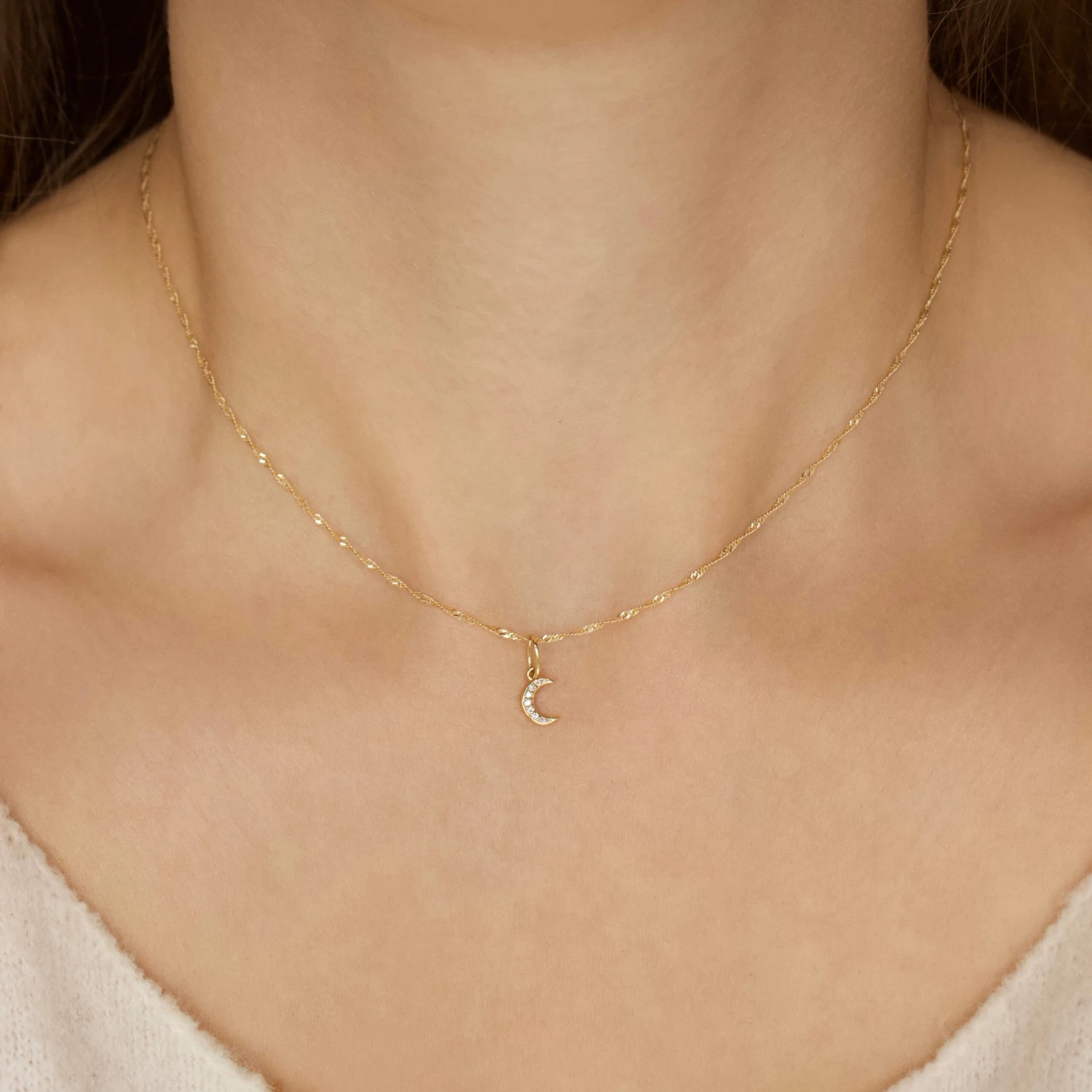 Diamond Crescent Moon Charm 2 Diamond Crescent Moon Charm - Image 2