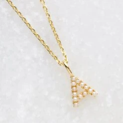 Pearl Initial Necklace -Carrie Elizabeth A