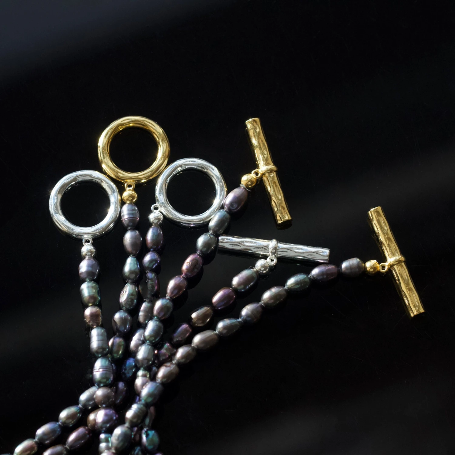 Black Pearl T-bar Necklace 4 Black Pearl T-bar Necklace - Image 4