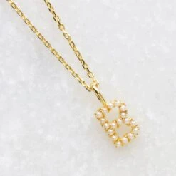 Pearl Initial Necklace -Carrie Elizabeth B