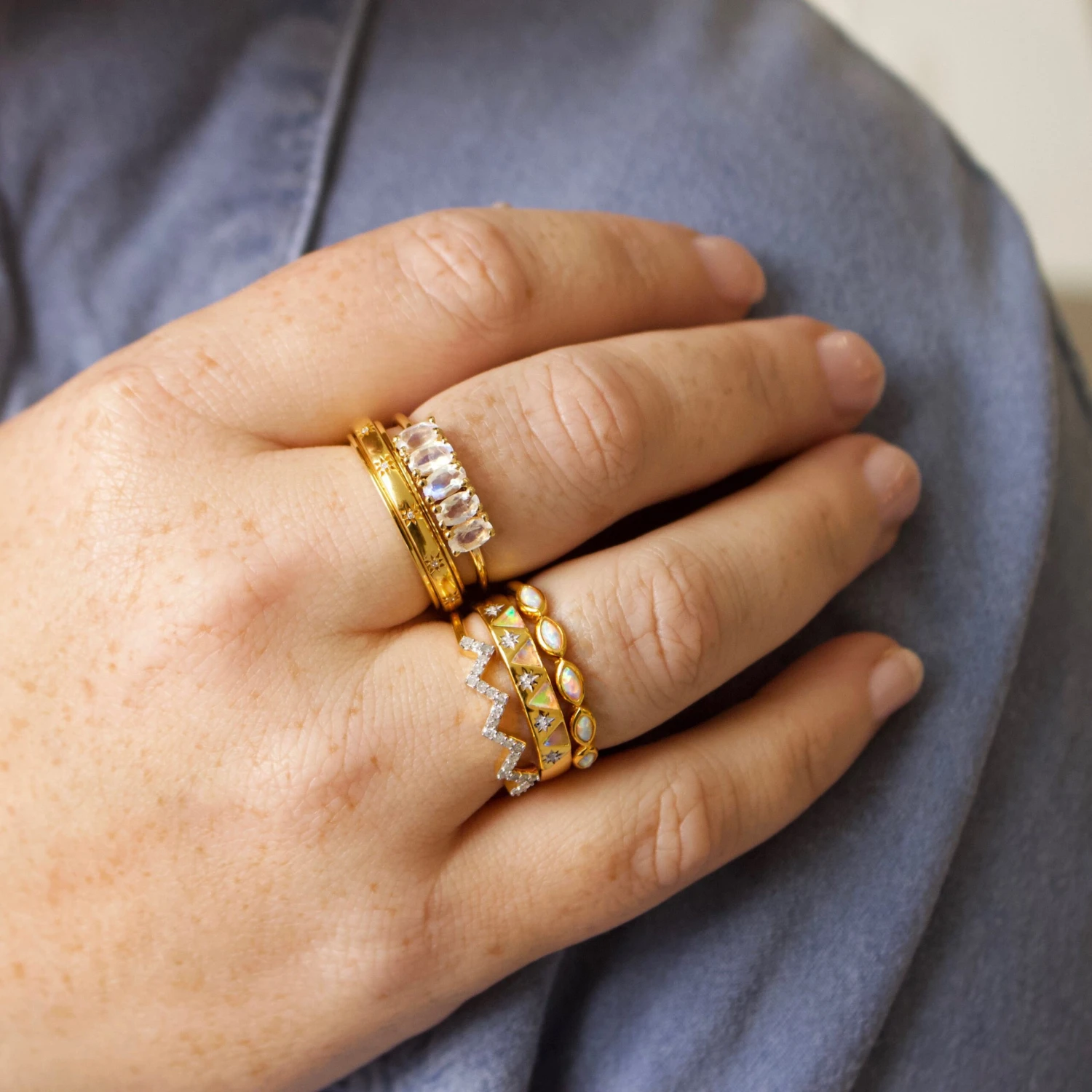 Star Set Spinning Ring 12 Star Set Spinning Ring - Image 12