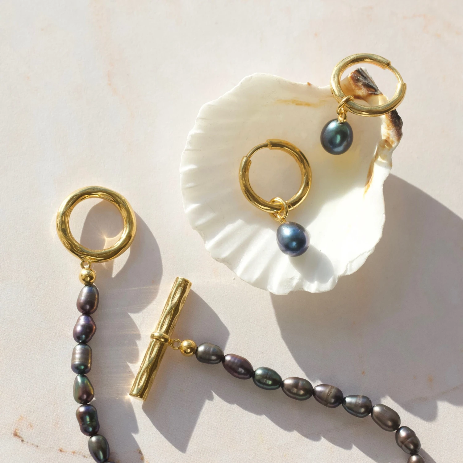 Black Pearl Drop Earrings 4 Black Pearl Drop Earrings - Image 4