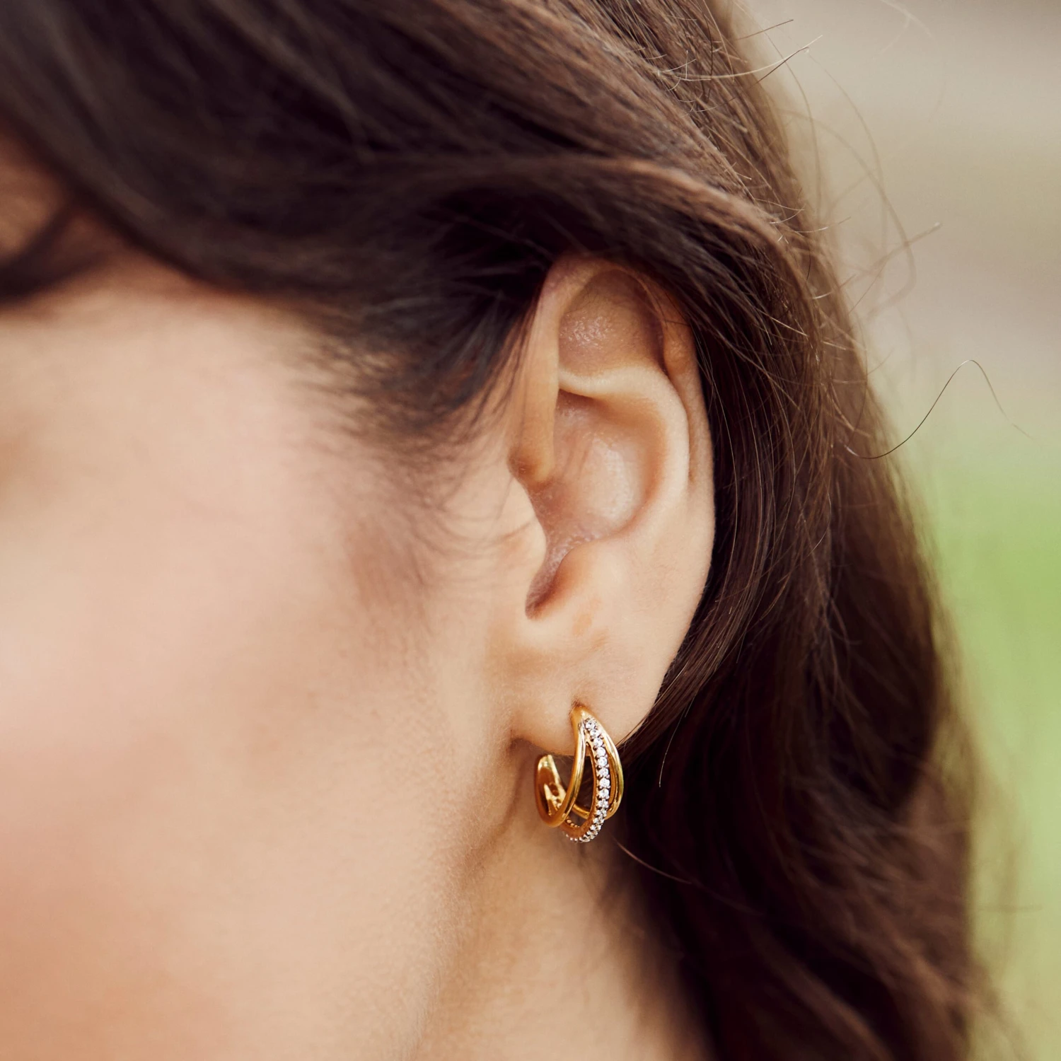 Crescent Triple Hoop Earrings 2 Crescent Triple Hoop Earrings - Image 2