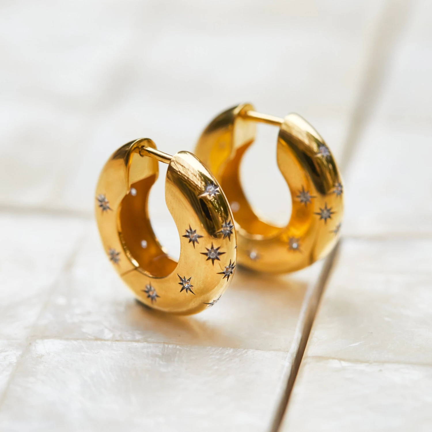 Celestial Chunky Star Set Hoop 3 Celestial Chunky Star Set Hoop - Image 3