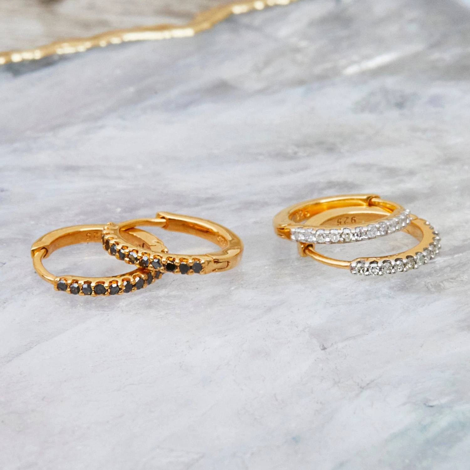 Mini Diamond Huggie Hoops 5 Mini Diamond Huggie Hoops - Image 5