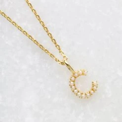 Pearl Initial Necklace -Carrie Elizabeth C