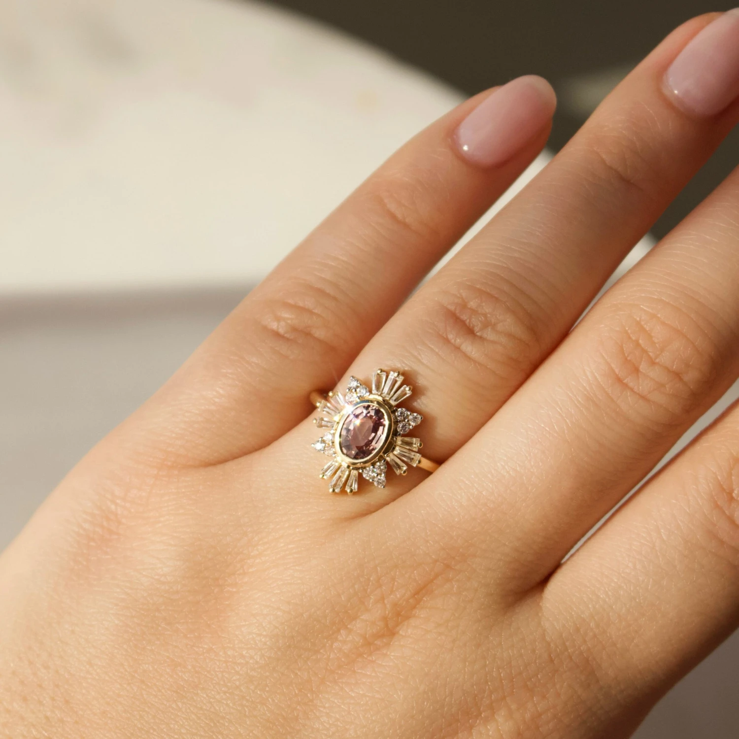 Exclusive Pink Sapphire And White Sapphire Ring - Size Small 2 Exclusive Pink Sapphire And White Sapphire Ring - Size Small - Image 2