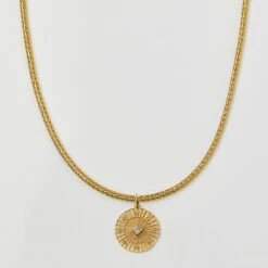 Garden Party Slinky Chain And Green Amethyst Compass Coin Pendant