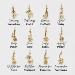 Birth Flower Charm 23 Birth Flower Charm -Carrie Elizabeth CarrieElizabeth9KSolidGoldBirthFlowerCharms Black
