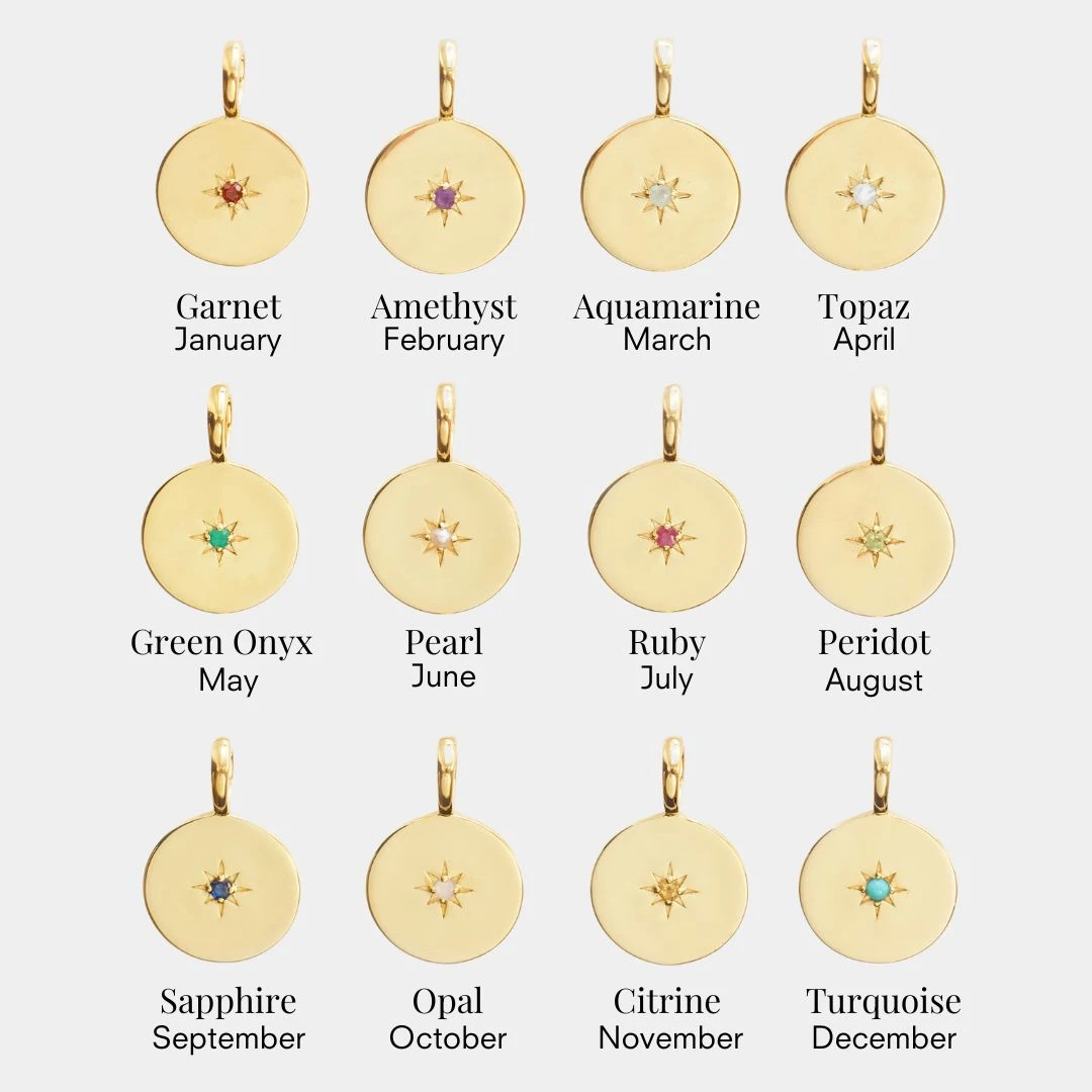 Star Set Birthstone Coin Pendant 7 Star Set Birthstone Coin Pendant - Image 7