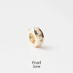 Birthstone Stacker Charm 34 Birthstone Stacker Charm -Carrie Elizabeth CarrieElizabethBirthstoneStackersPearl