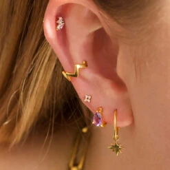Star Charm Hoops In Gold Vermeil 10 Star Charm Hoops In Gold Vermeil -Carrie Elizabeth CarrieElizabethEarringsStudsEarringstackA2CD484B CFED 4963 8539 F1EB60FFBB61 c37bdb84 77a8 4080 b39b c6a4692de444