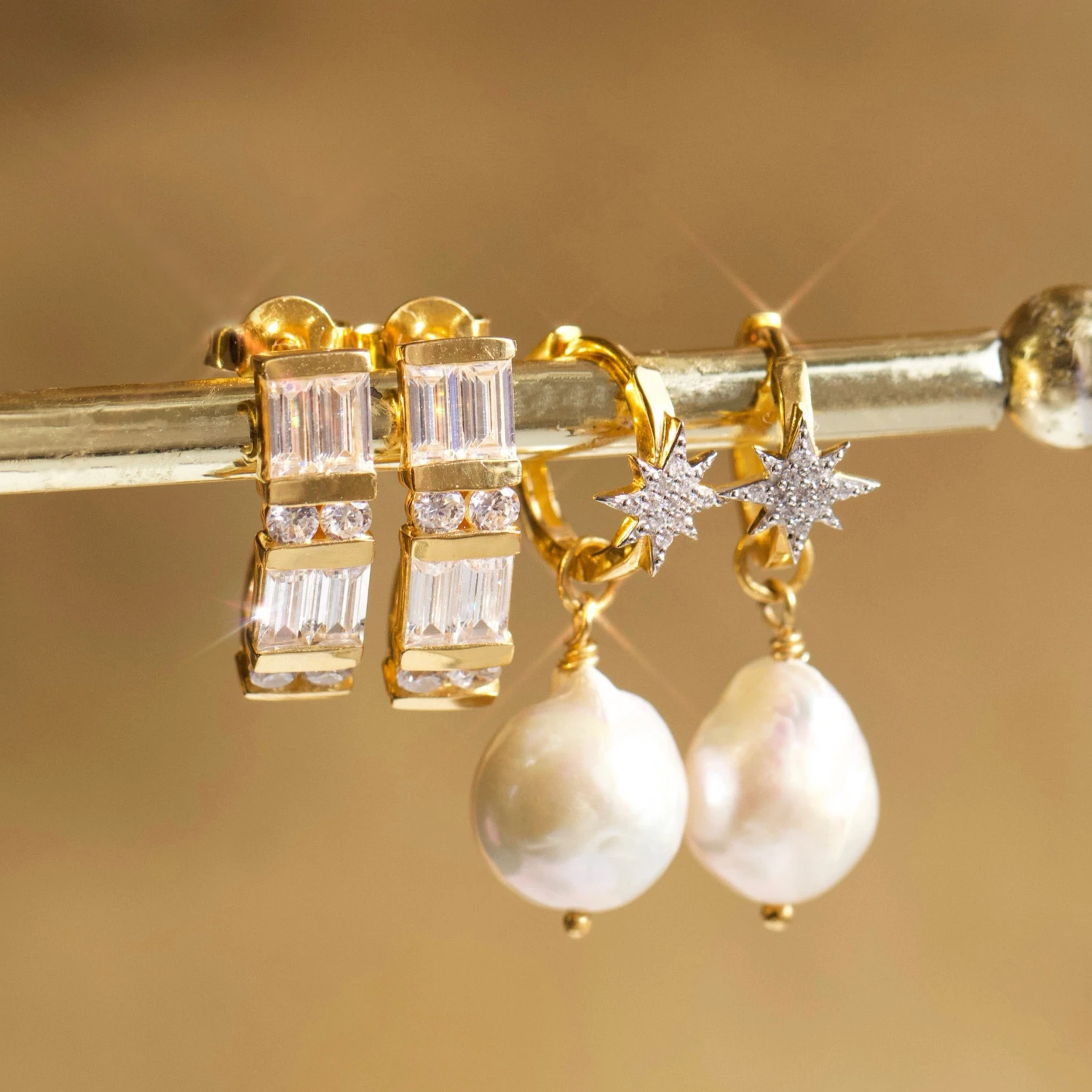 Starburst Baroque Pearl Drop Earrings 3 Starburst Baroque Pearl Drop Earrings - Image 3