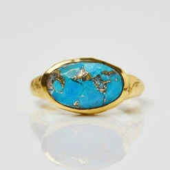 Santorini Faceted Copper Turquoise Statement Ring