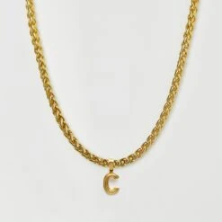 Make It Personal Diamond Star Set Chunky Initial Pendant With Spiga Vintage Chain