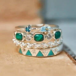 Santorini Aquamarine & London Blue Topaz Stacking Band -Carrie Elizabeth CarrieElizabethJewelleryBH4A3248 v12