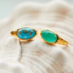 Santorini Faceted Copper Turquoise Statement Ring -Carrie Elizabeth CarrieElizabethJewelleryBH4A3291 v11