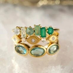 Green Gemstone Ombre Ring -Carrie Elizabeth CarrieElizabethJewelleryRingstack2 scaled