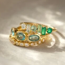 Green Gemstone Ombre Ring -Carrie Elizabeth CarrieElizabethJewelleryRingstack3 scaled