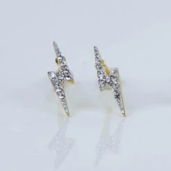 Lightning Bolt Diamond Stud Earrings 10 Lightning Bolt Diamond Stud Earrings -Carrie Elizabeth Cut Out Lightning Earrings