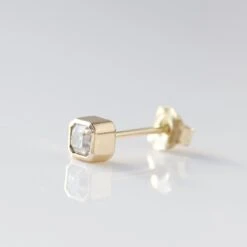 Moissanite Asscher Cut Bezel Set Stud Earrings -Carrie Elizabeth D2B6C30C E900 405C 9D3E DAA91B22FD12