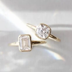 Moissanite Cushion Cut Bezel Set Ring 11 Moissanite Cushion Cut Bezel Set Ring -Carrie Elizabeth DCAF6B0D 1C6D 4BF9 A430 7EACBE8C520C ecb4666b 93a6 4de3 8839 2be48c176633