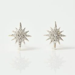 Diamond Starburst Stud Earrings