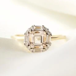 Ophelia Morganite, Sapphire And Diamond Ring