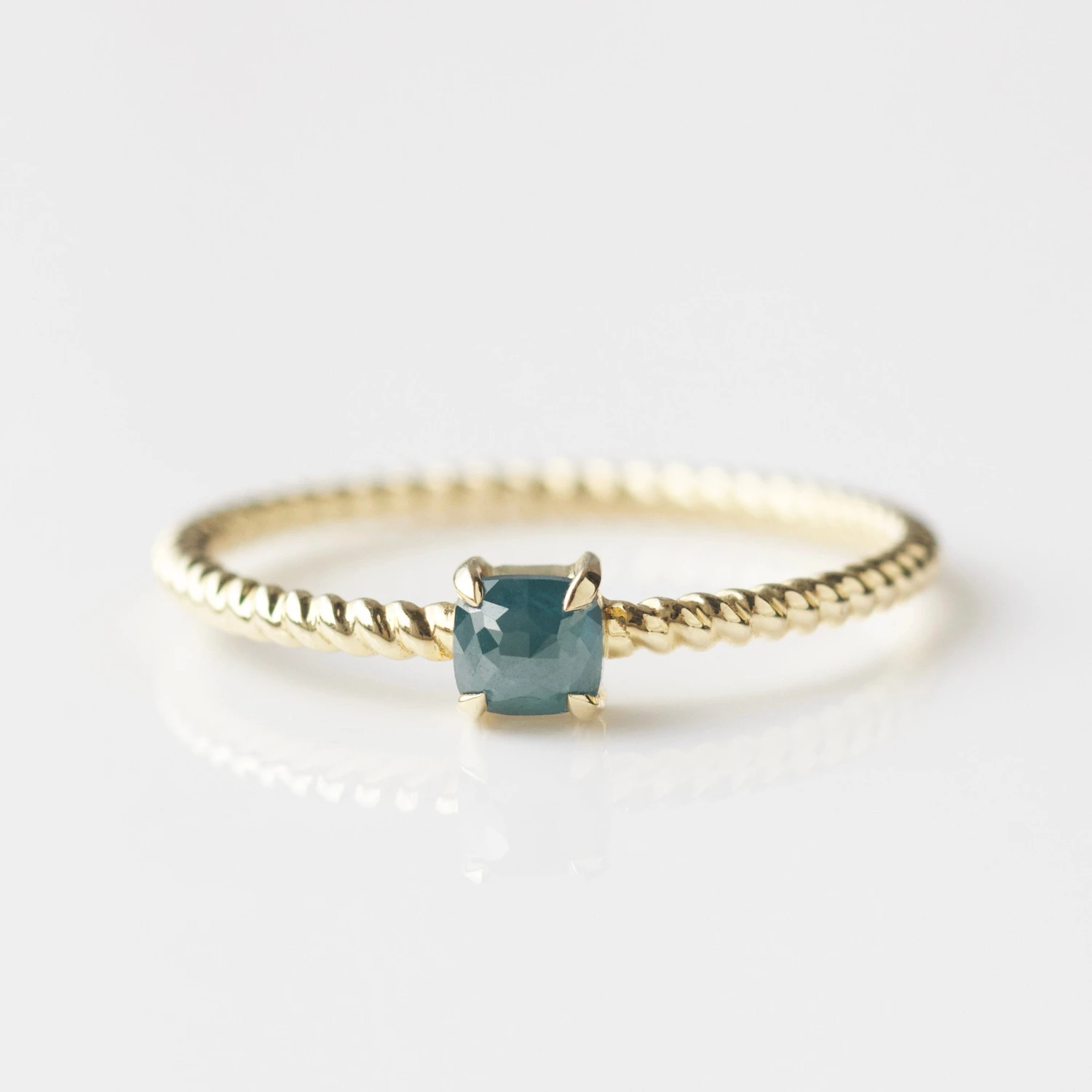 Exclusive Ocean Blue Diamond Twist Band Ring - Size Small 1 Exclusive Ocean Blue Diamond Twist Band Ring - Size Small