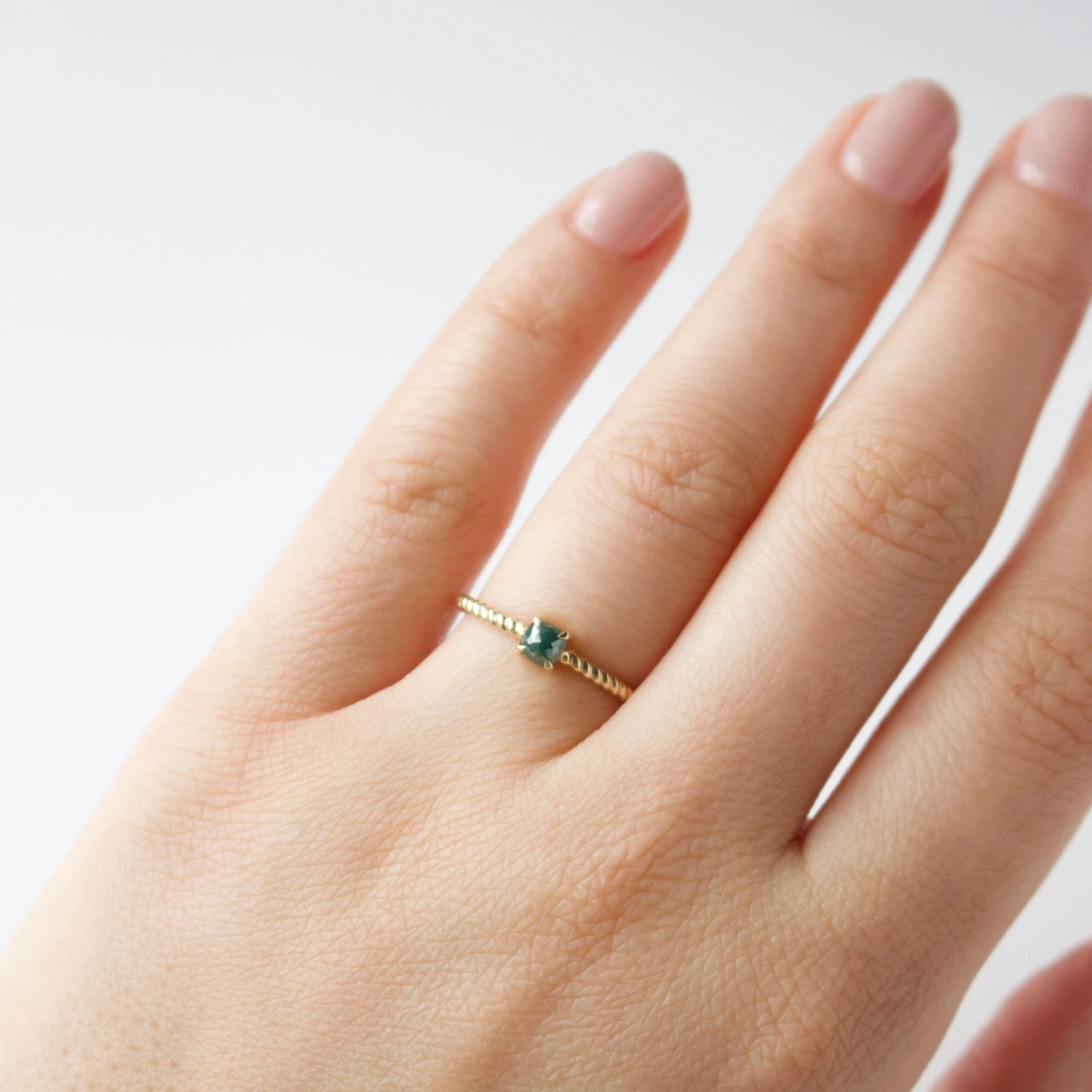 Exclusive Ocean Blue Diamond Twist Band Ring - Size Small 2 Exclusive Ocean Blue Diamond Twist Band Ring - Size Small - Image 2