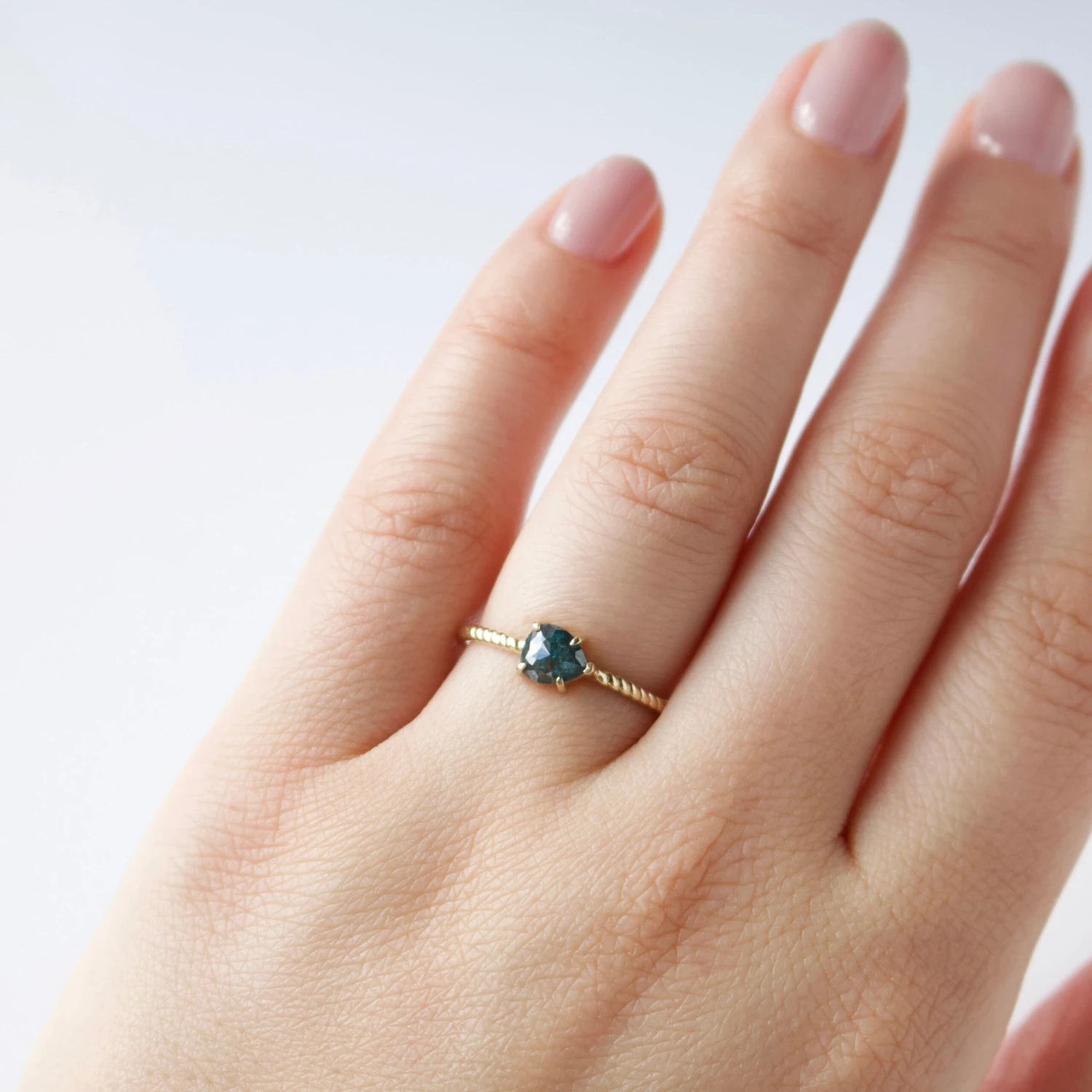 Exclusive Ocean Blue Pear Diamond Twist Band Ring - Size Medium 2 Exclusive Ocean Blue Pear Diamond Twist Band Ring - Size Medium - Image 2