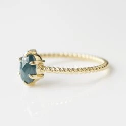 Exclusive Ocean Blue Oval Diamond Twist Band Ring - Size Medium 11 Exclusive Ocean Blue Oval Diamond Twist Band Ring - Size Medium -Carrie Elizabeth EX R SS24 23B