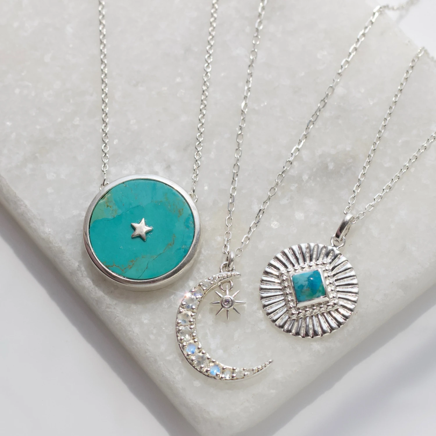 Turquoise Sunray Coin Necklace 3 Turquoise Sunray Coin Necklace - Image 3