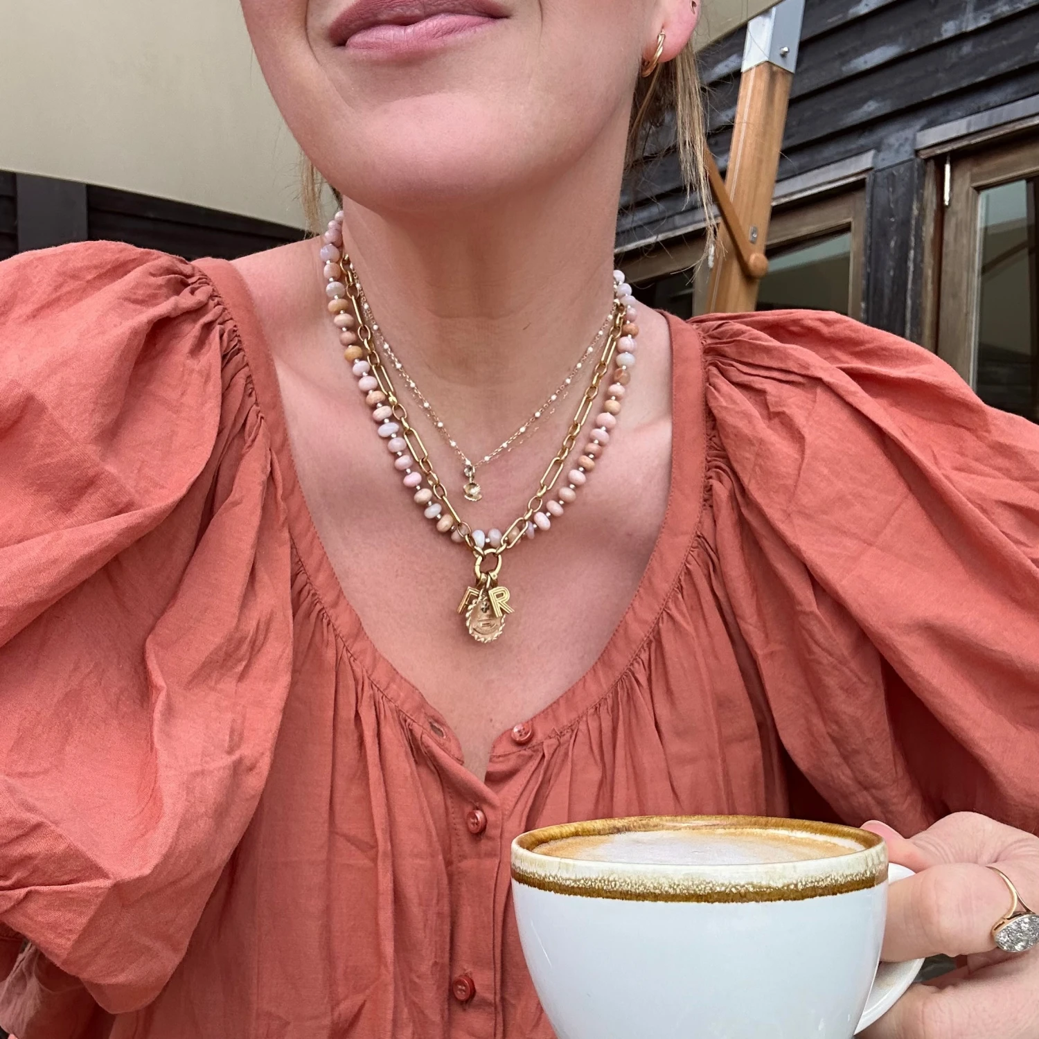 Pink Opal Beaded Necklace 5 Pink Opal Beaded Necklace - Image 5