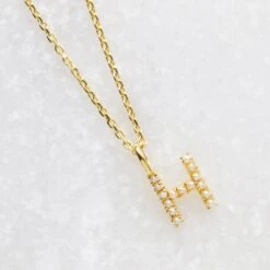 Pearl Initial Necklace -Carrie Elizabeth H